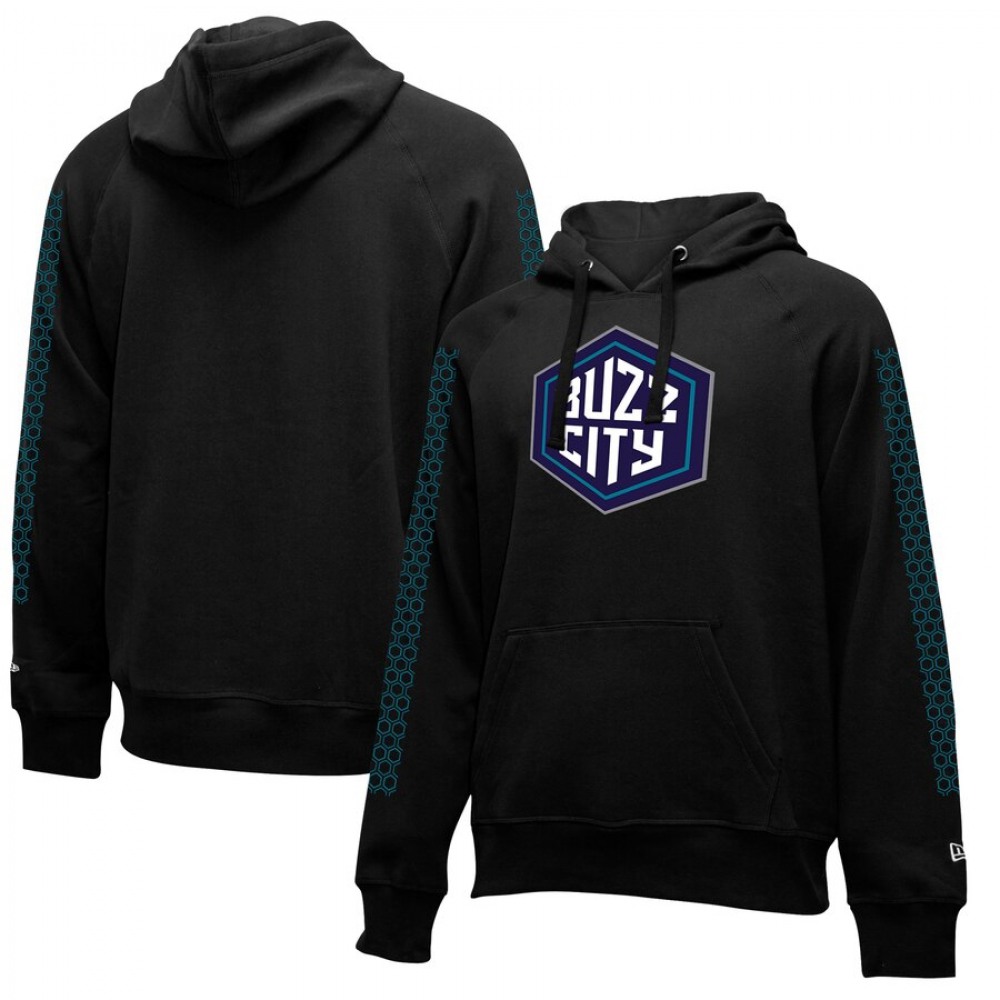 Men's Charlotte Hornets New Era Black City Edition Pullover Hoodie Men's Charlotte Hornets New Era Black City Edition Pullover Hoodie