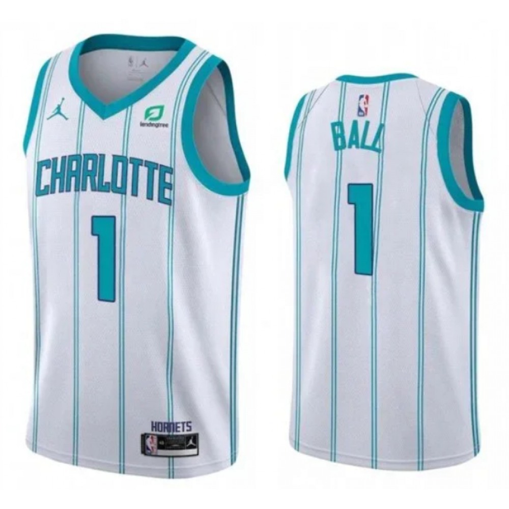 Men's Charlotte Hornets #1 LaMelo Ball White Stitched Basketball Jersey Men's Charlotte Hornets #1 LaMelo Ball White Stitched Basketball Jersey