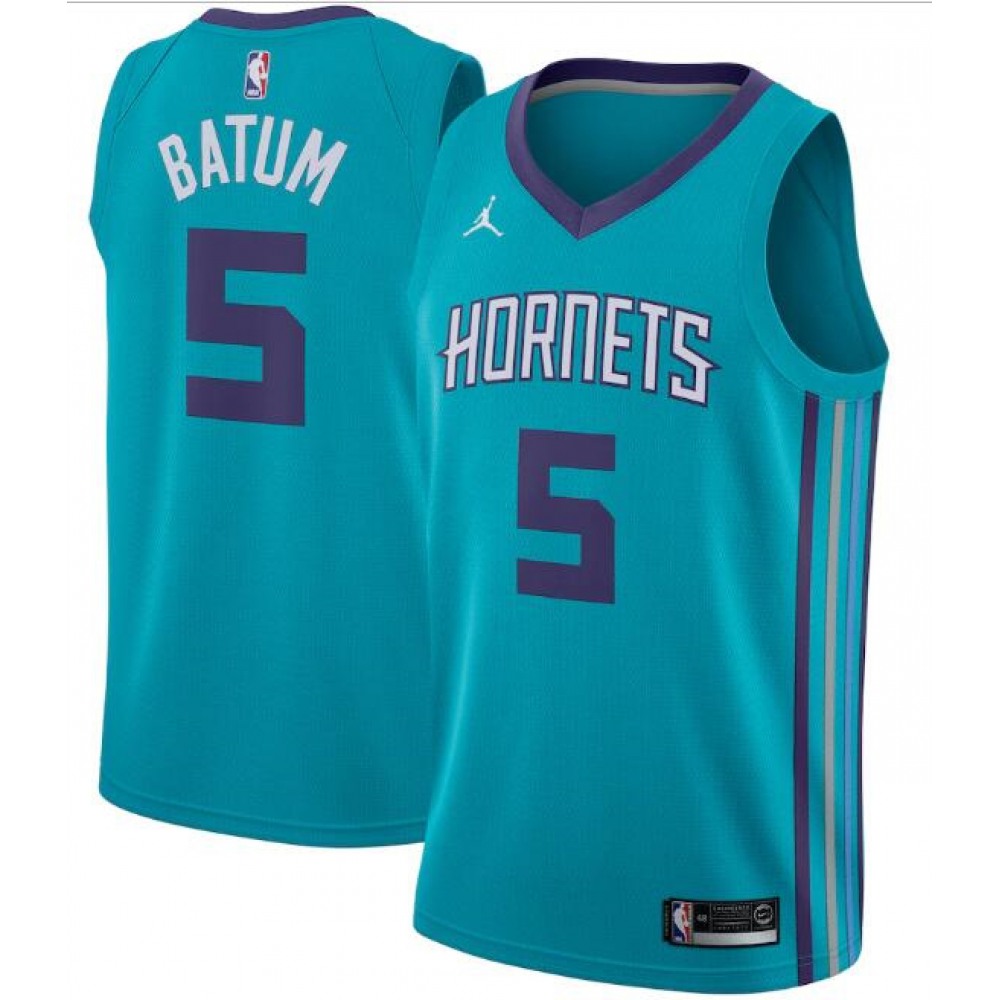 Men's Charlotte Hornets #5 Nicolas Batum Teal Icon Edition Swingman Stitched Jersey Men's Charlotte Hornets #5 Nicolas Batum Teal Icon Edition Swingman Stitched Jersey