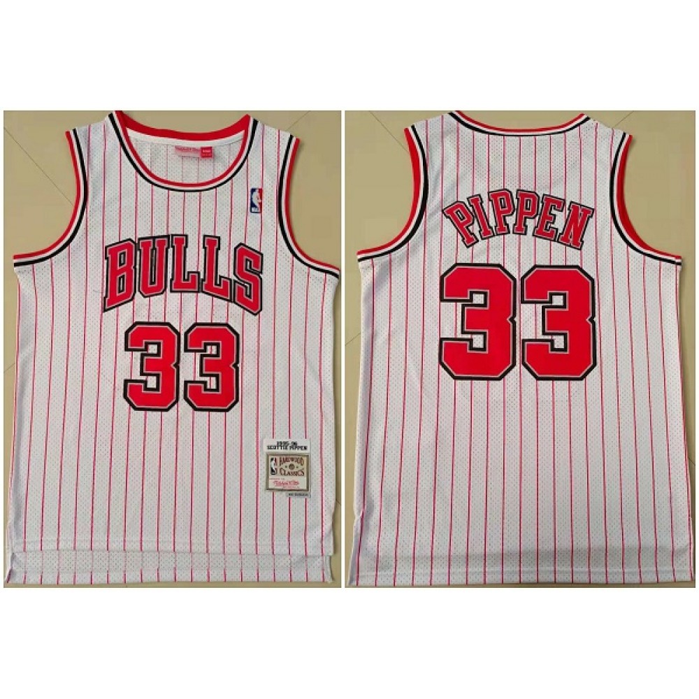 Men's Chicago Bulls #33 Scottie Pippen White Throwback Stitched Jersey Men's Chicago Bulls #33 Scottie Pippen White Throwback Stitched Jersey