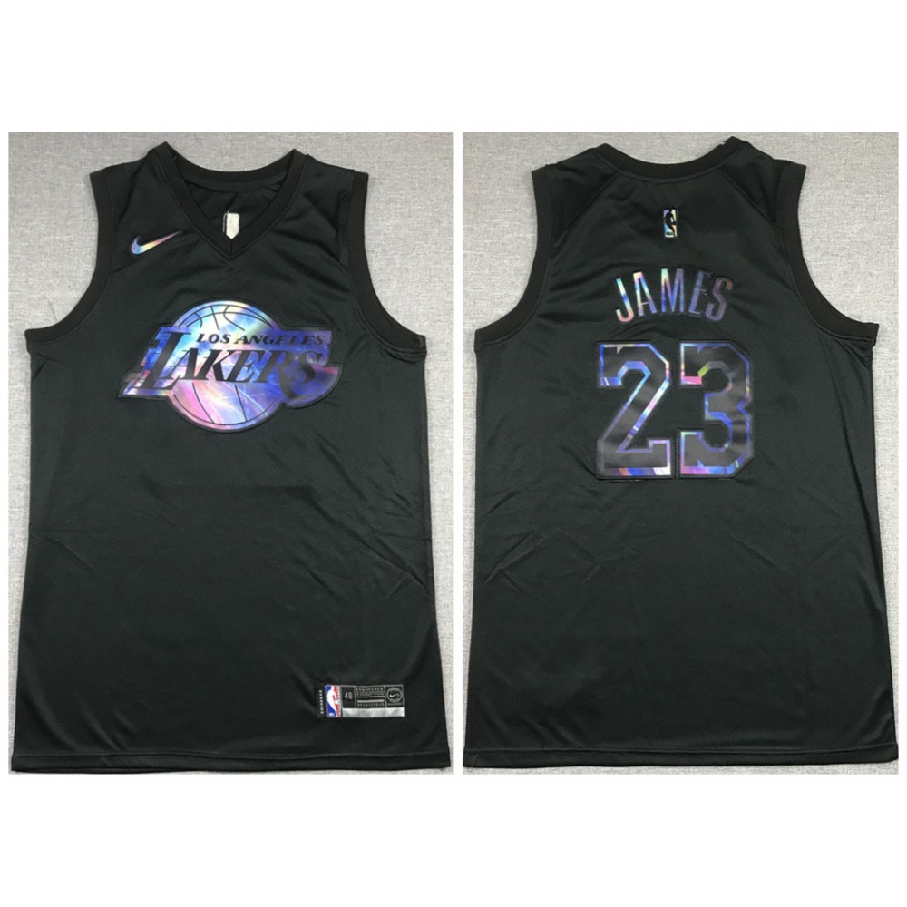 Men's Los Angeles Lakers #23 LeBron James Black Crucial Catch Stitched NBA Jersey