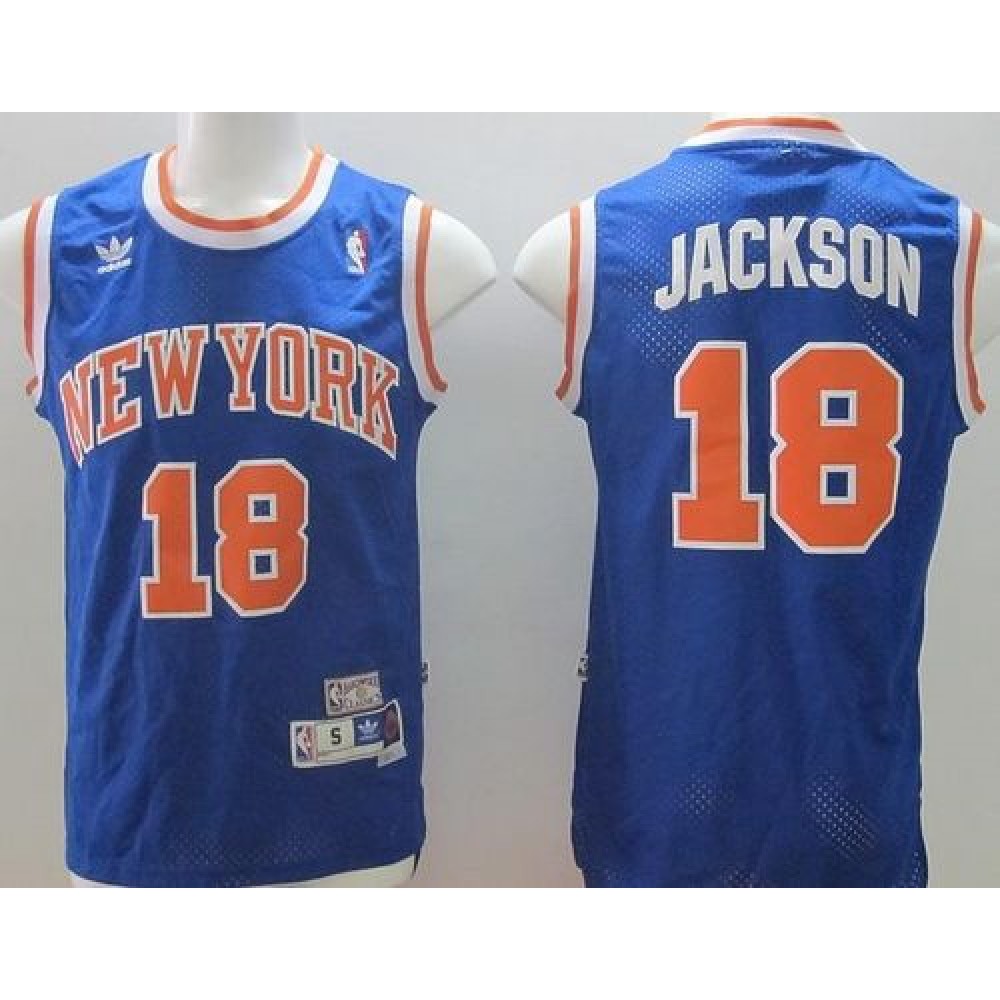 Knicks #18 Phil Jackson Blue Throwback Stitched NBA Jersey