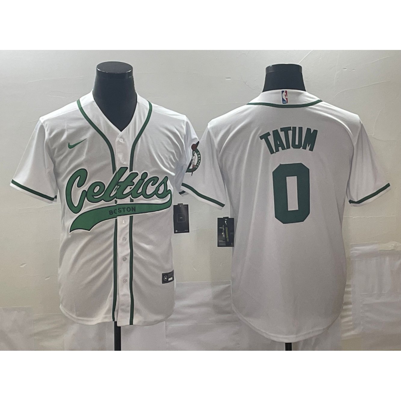 Men's Boston Celtics #0 Jayson Tatum White Stitched Baseball Jersey Men's Boston Celtics #0 Jayson Tatum White Stitched Baseball Jersey