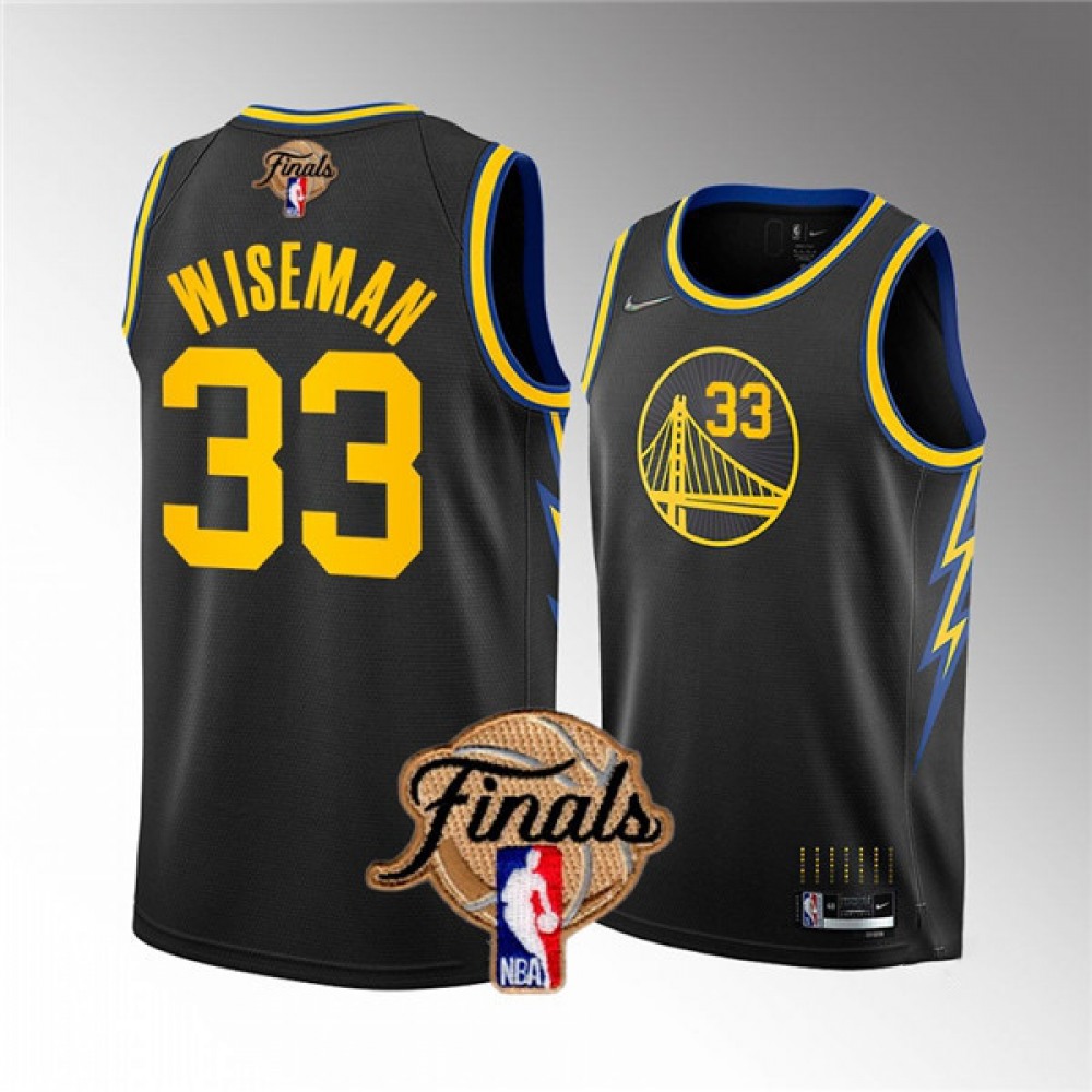 Men's Golden State Warriors #33 James Wiseman 2022 Black NBA Finals Stitched Jersey Men's Golden State Warriors #33 James Wiseman 2022 Black NBA Finals Stitched Jersey
