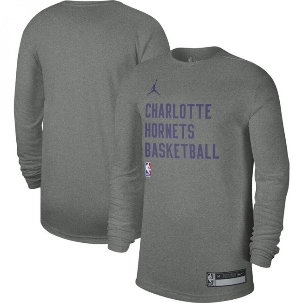 Men's Charlotte Hornets Heather Gray 2023/24 Legend On-Court Practice Long Sleeve T-Shirt Men's Charlotte Hornets Heather Gray 2023/24 Legend On-Court Practice Long Sleeve T-Shirt