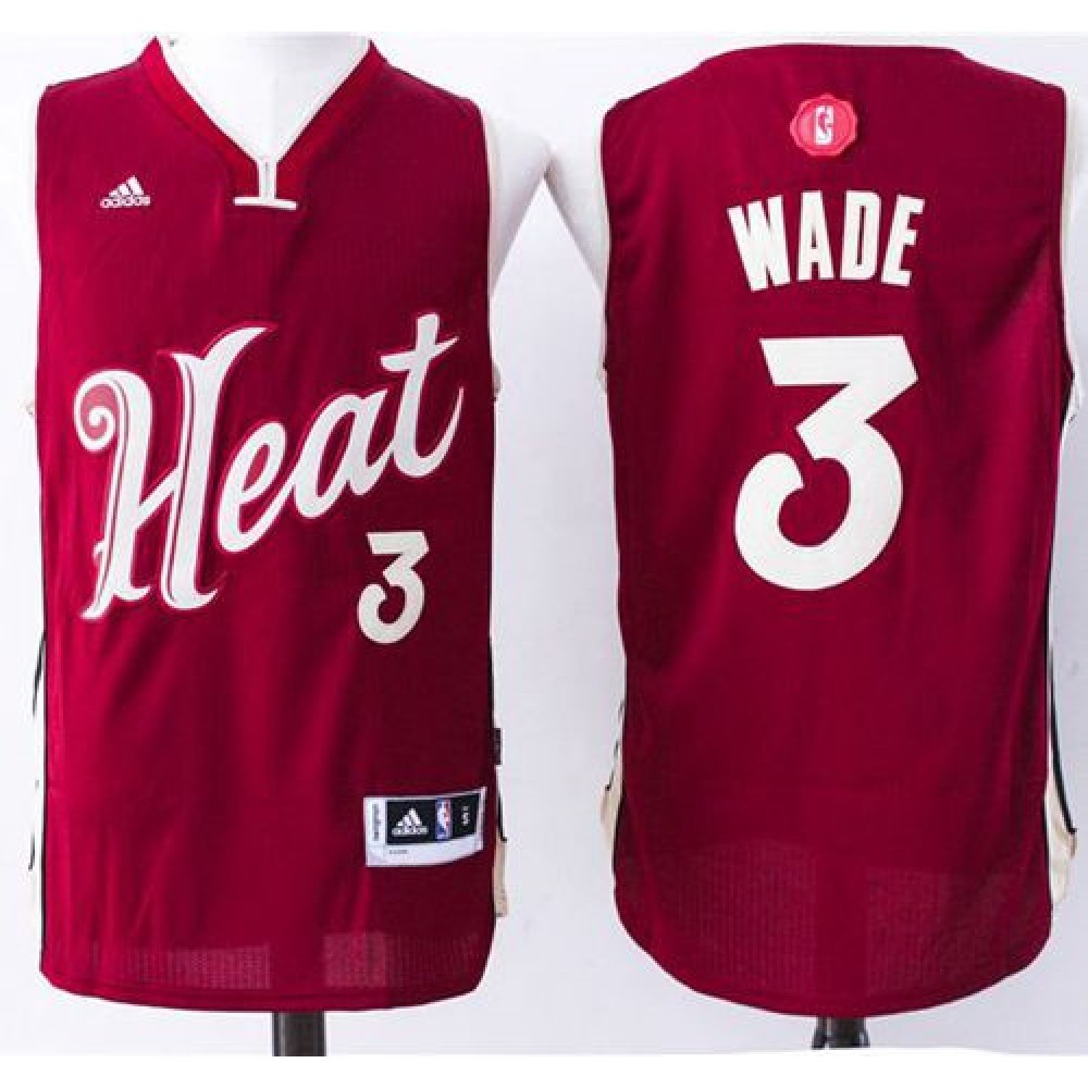 Heat #3 Dwyane Wade Red 2015-2016 Christmas Day Stitched NBA Jersey