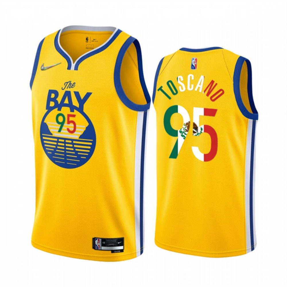 Men's Golden State Warriors #95 Juan Toscano-Anderson 2022 Gold Special Mexico Statement Edition Stitched Jersey Men's Golden State Warriors #95 Juan Toscano-Anderson 2022 Gold Special Mexico Statement Edition Stitched Jersey