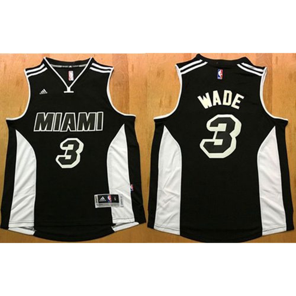 Heat #3 Dwyane Wade Black/White Stitched NBA Jersey Heat #3 Dwyane Wade Black/White Stitched NBA Jersey