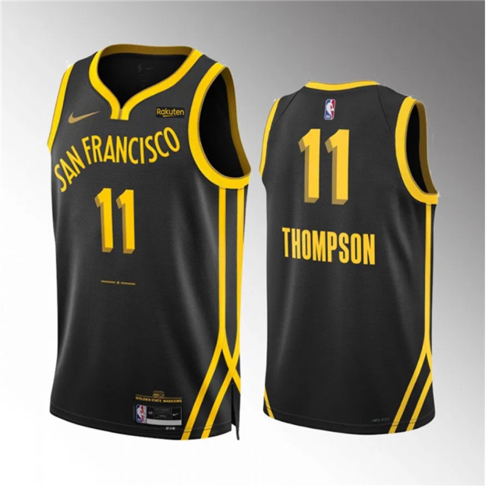 Men's Golden State Warriors #11 Klay Thompson Black 2023/24 City Edition Stitched Basketball Jersey Men's Golden State Warriors #11 Klay Thompson Black 2023/24 City Edition Stitched Basketball Jersey