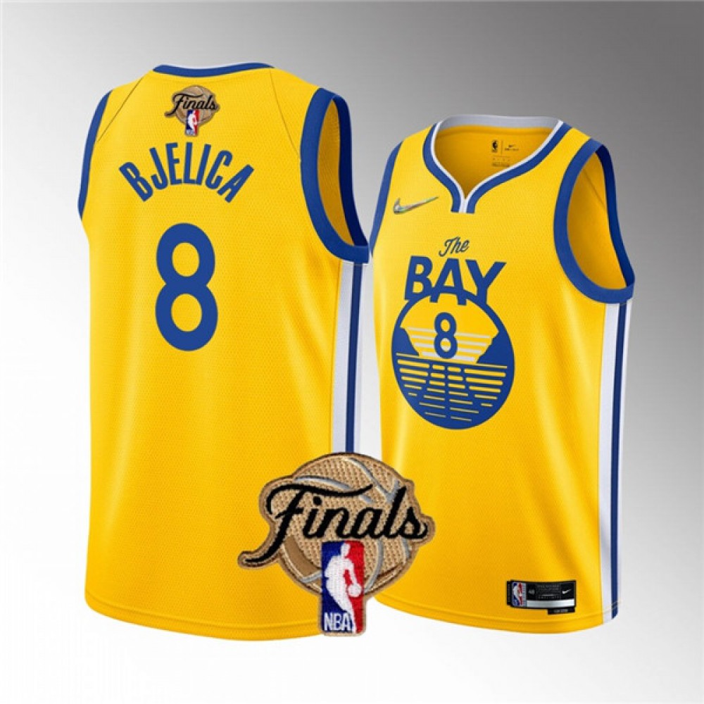 Men's Golden State Warriors #8 Nemanja Bjelica 2022 Yellow NBA Finals Stitched Jersey Men's Golden State Warriors #8 Nemanja Bjelica 2022 Yellow NBA Finals Stitched Jersey