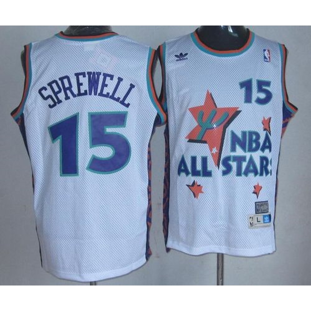 Warriors #15 Latrell Sprewell White 1995 All Star Throwback Stitched NBA Jersey Warriors #15 Latrell Sprewell White 1995 All Star Throwback Stitched NBA Jersey