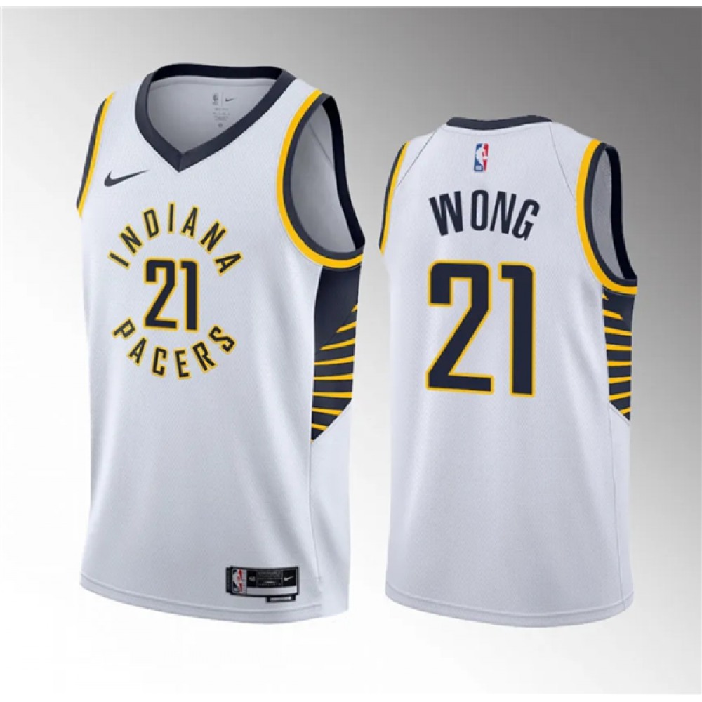 Men's Indiana Pacers #21 Isaiah Wong White 2023 Draft Association Edition Stitched Basketball Jersey Men's Indiana Pacers #21 Isaiah Wong White 2023 Draft Association Edition Stitched Basketball Jersey
