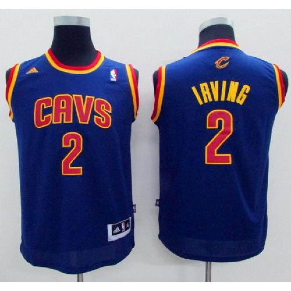 Cavaliers #2 Kyrie Irving Navy Blue Stitched Youth NBA Jersey