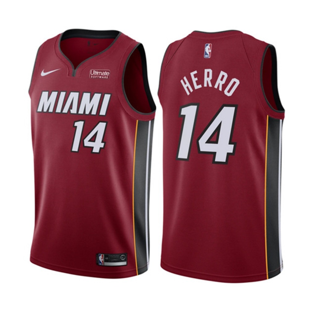 Men's Miami Heat #14 Tyler Herro Red Statement Edition Swingman Stitched Jersey Men's Miami Heat #14 Tyler Herro Red Statement Edition Swingman Stitched Jersey