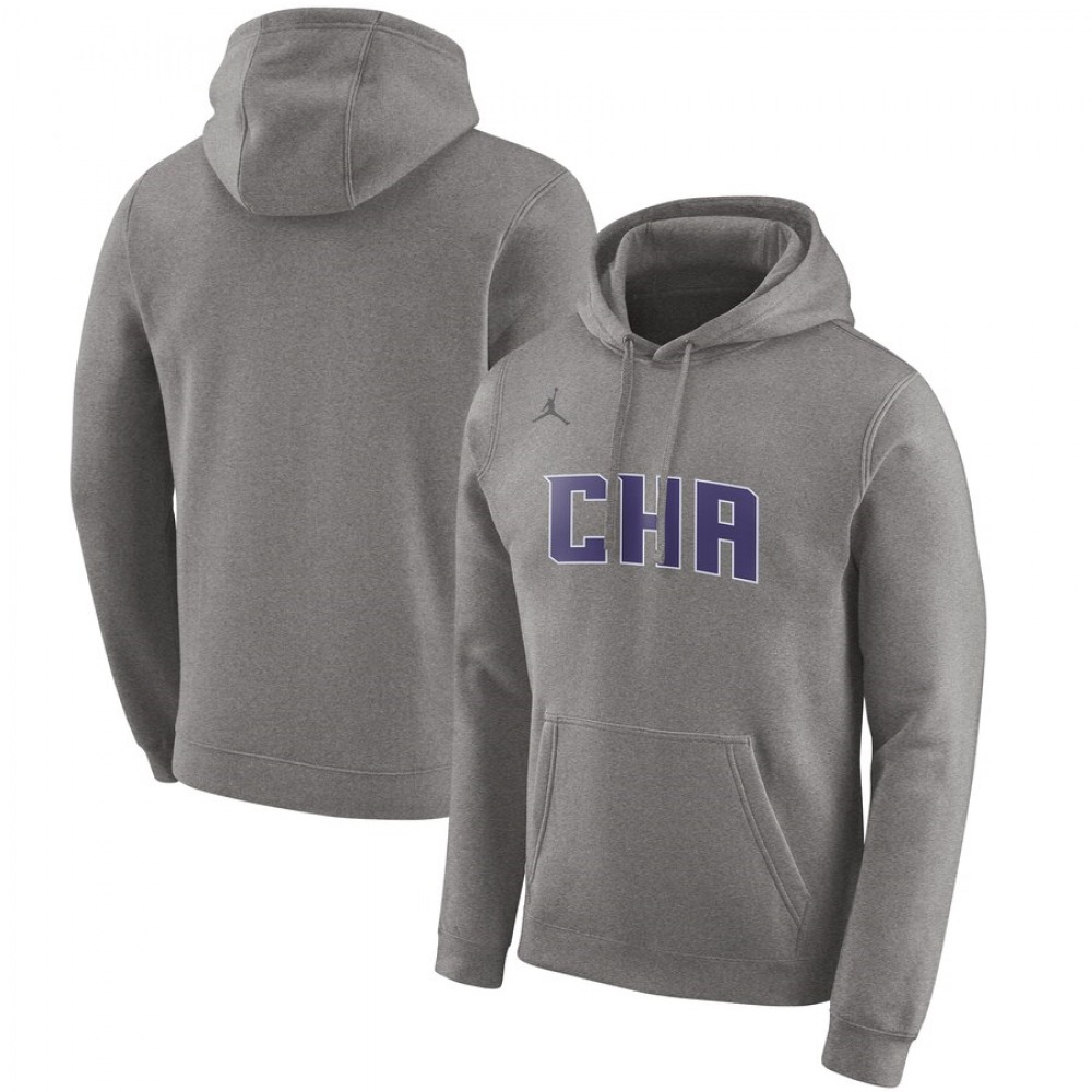 Men's Charlotte Hornets Heather Gray City Edition Pullover Hoodie Men's Charlotte Hornets Heather Gray City Edition Pullover Hoodie
