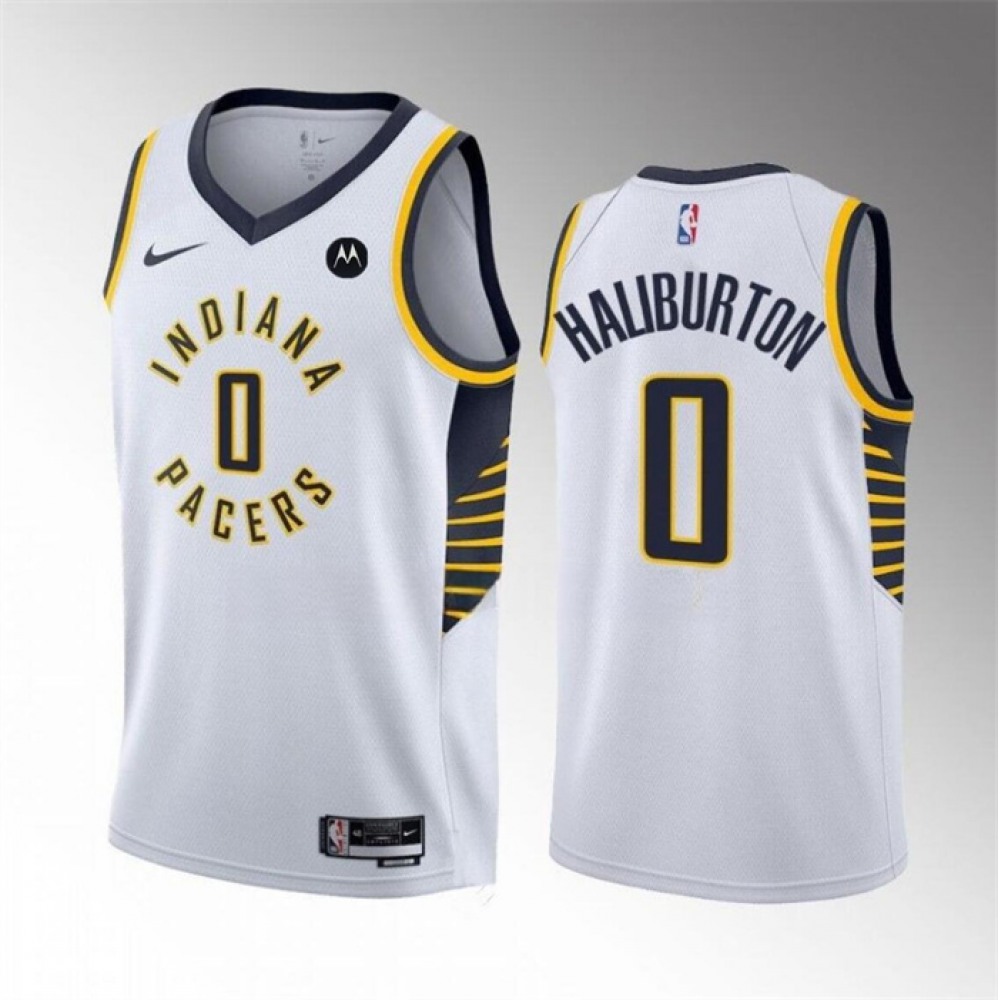 Men's Indiana Pacers #0 Tyrese Haliburton White Association Edition Stitched Basketball Jersey Men's Indiana Pacers #0 Tyrese Haliburton White Association Edition Stitched Basketball Jersey