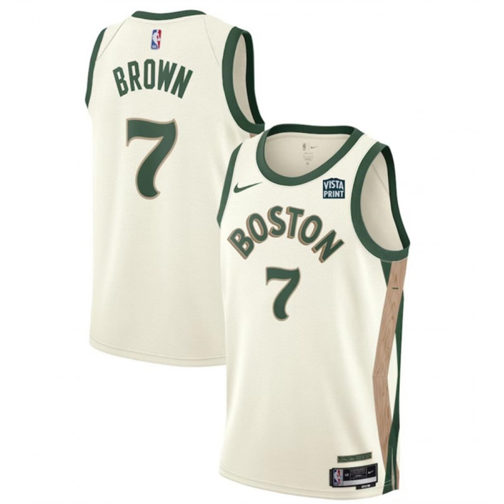 Men's Boston Celtics #7 Jaylen Brown Cream 2023-24 City Edition Stitched Basketball Jersey Men's Boston Celtics #7 Jaylen Brown Cream 2023-24 City Edition Stitched Basketball Jersey