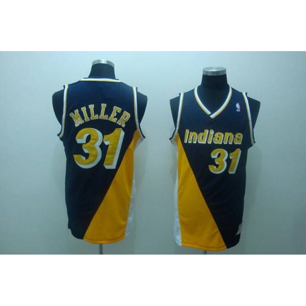 Mitchell and Ness Pacers #31 Reggie Miller Stitched Black&Yellow Throwback NBA Jersey Mitchell and Ness Pacers #31 Reggie Miller Stitched Black&Yellow Throwback NBA Jersey