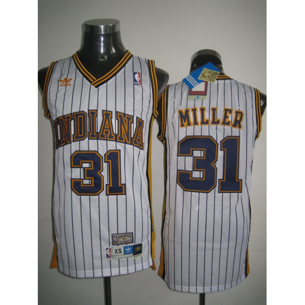 Mitchell and Ness Pacers #31 Reggie Miller White Stitched Throwback NBA Jersey Mitchell and Ness Pacers #31 Reggie Miller White Stitched Throwback NBA Jersey