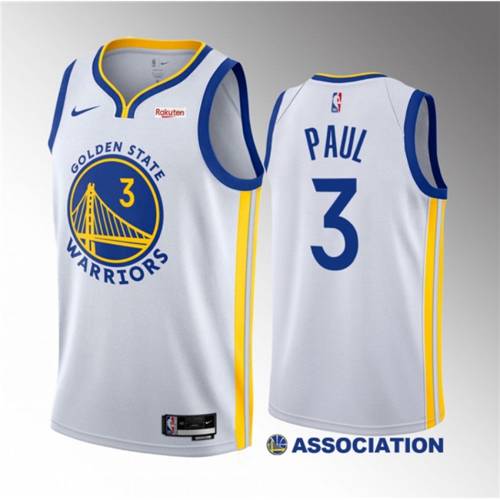Men's Golden State Warriors #3 Chris Paul White Association Edition Stitched Basketball Jersey Men's Golden State Warriors #3 Chris Paul White Association Edition Stitched Basketball Jersey