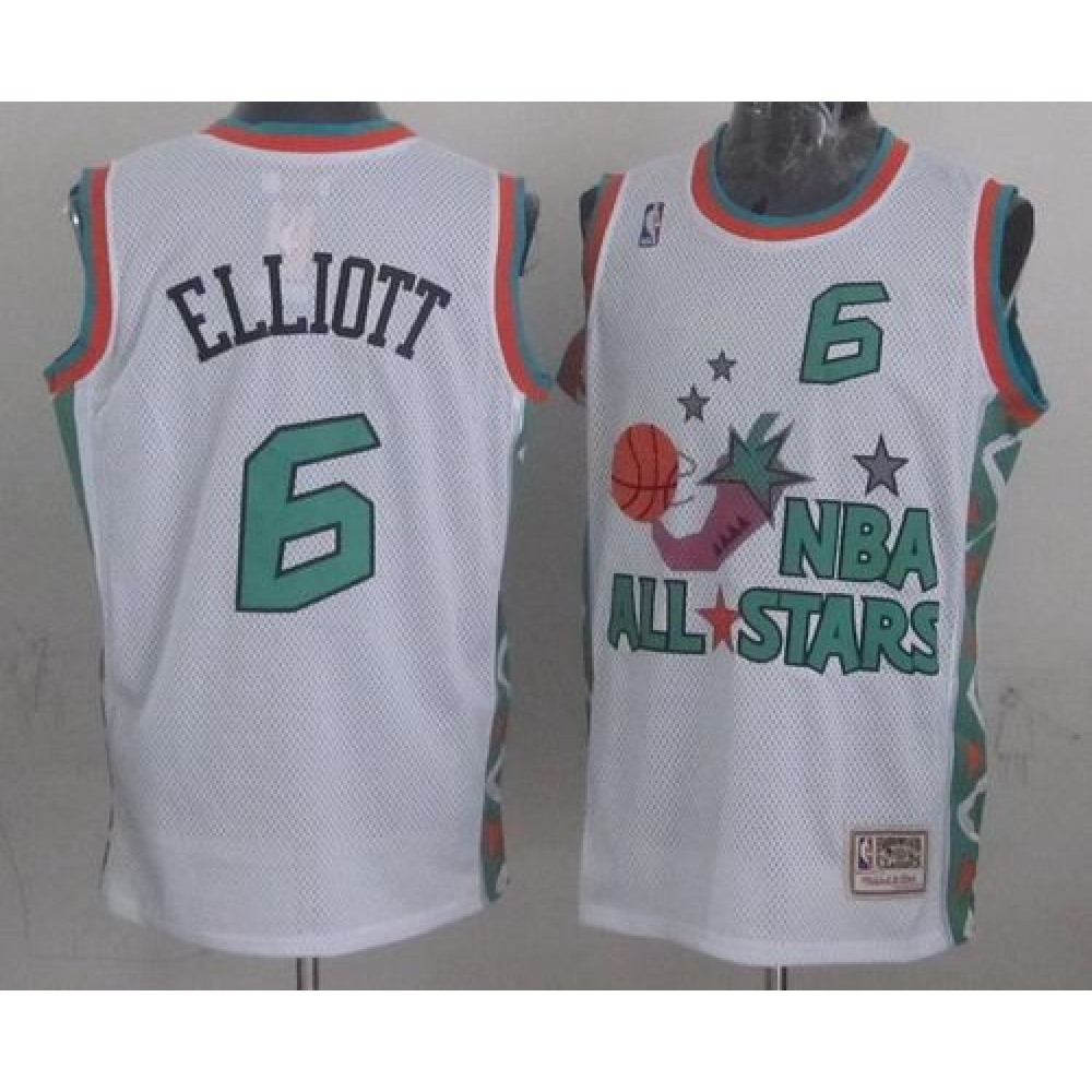 Mitchell And Ness Spurs #6 Sean Elliott White 1996 All star Stitched NBA Jersey
