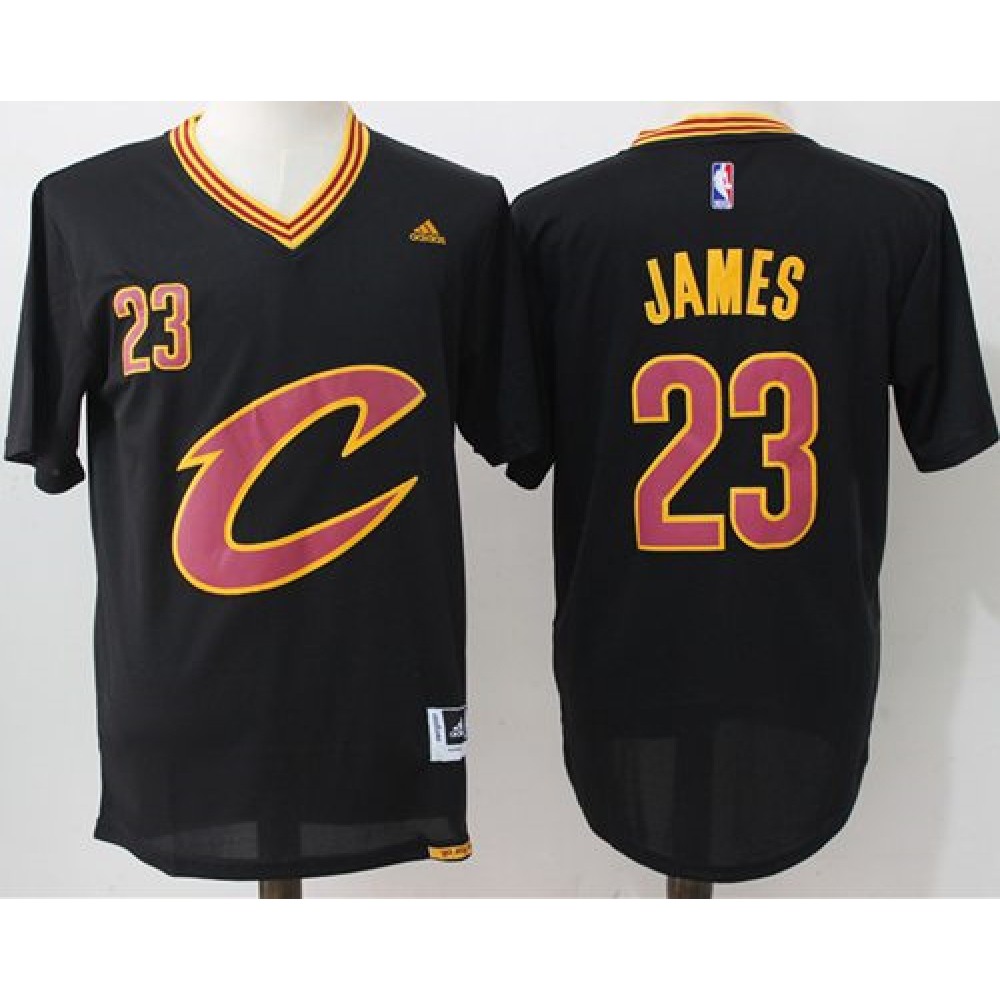 Cavaliers #23 LeBron James Black Short Sleeve "C" Stitched NBA Jersey