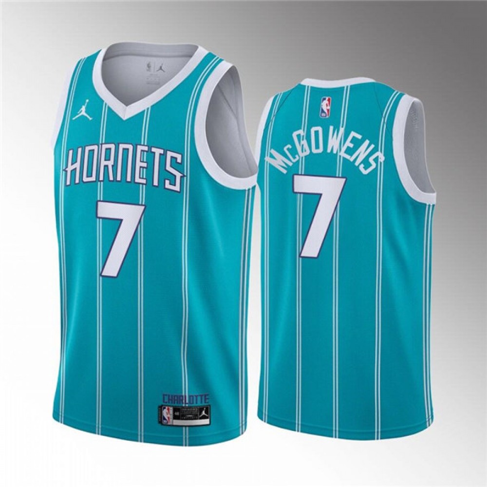 Men's Charlotte Hornets #7 Bryce McGowens Aqua Stitched Basketball Jersey Men's Charlotte Hornets #7 Bryce McGowens Aqua Stitched Basketball Jersey