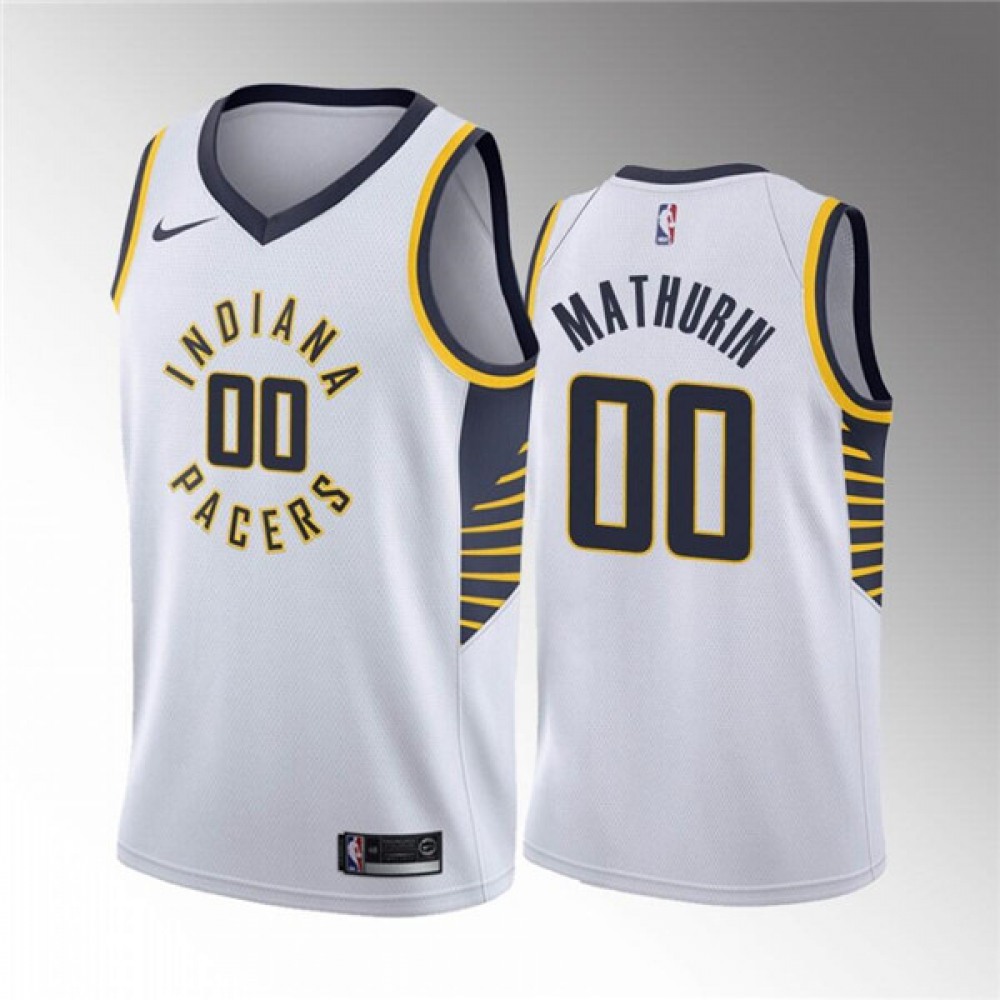 Men's Indiana Pacers #00 Bennedict Mathurin White Association Edition Stitched Basketball Jersey Men's Indiana Pacers #00 Bennedict Mathurin White Association Edition Stitched Basketball Jersey