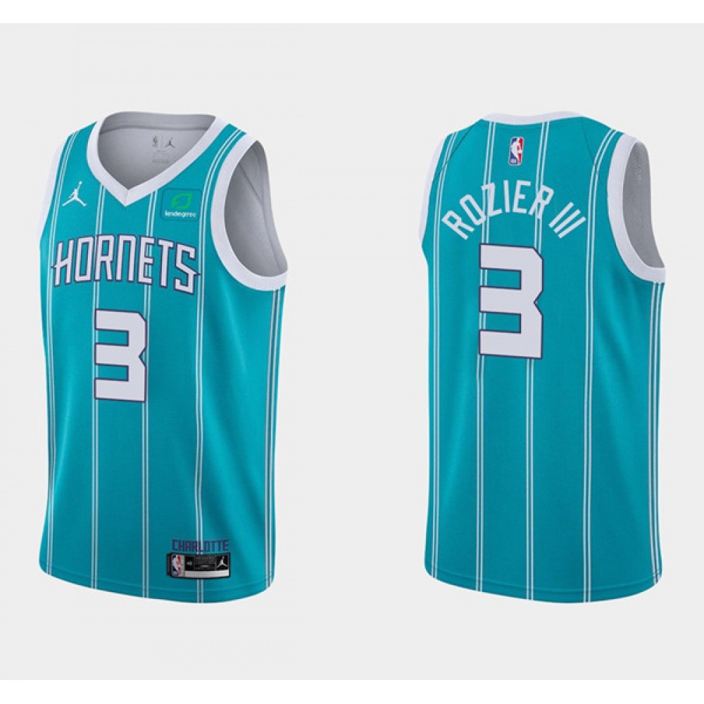 Men's Charlotte Hornets #3 Terry Rozier III Aqua Stitched Basketball Jersey Men's Charlotte Hornets #3 Terry Rozier III Aqua Stitched Basketball Jersey