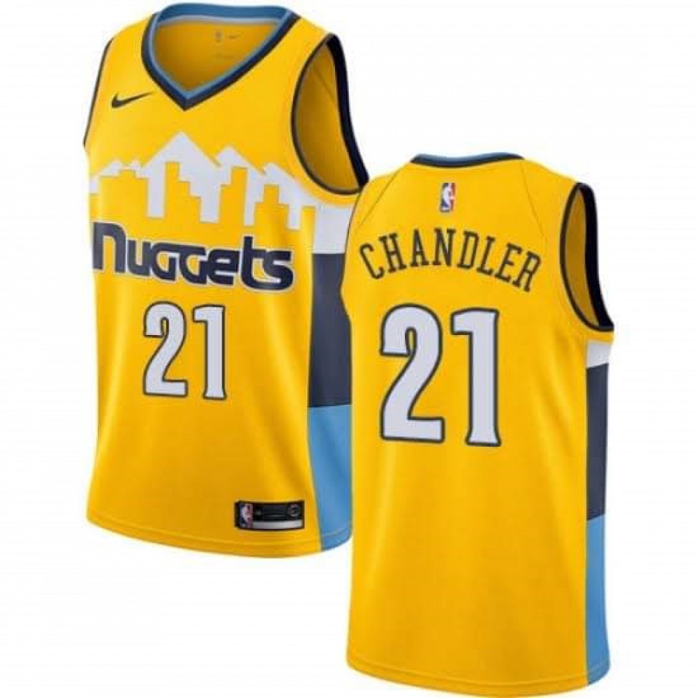 Men's Denver Nuggets #21 Wilson Chandler Yellow Stitched Jersey Men's Denver Nuggets #21 Wilson Chandler Yellow Stitched Jersey