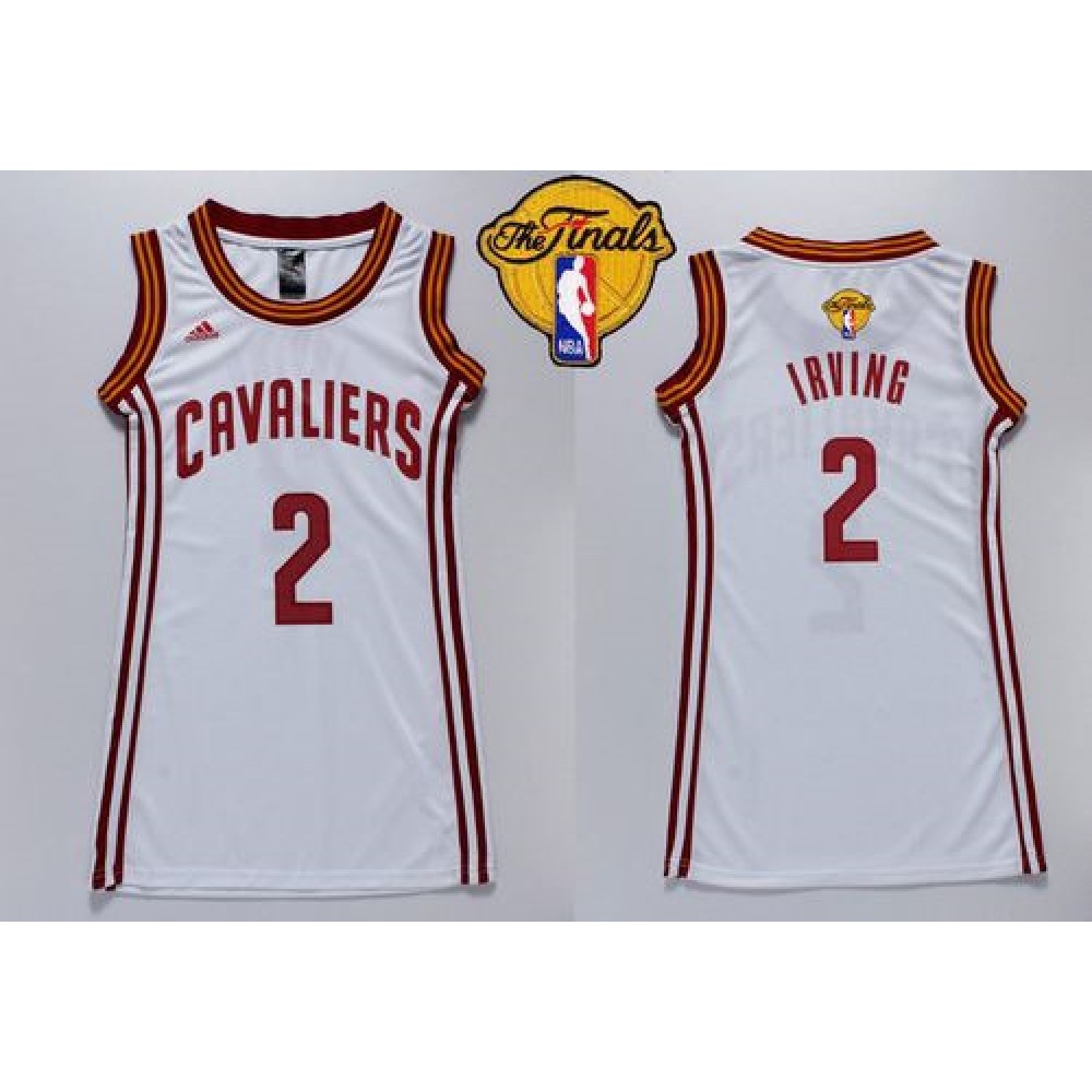 Cavaliers #2 Kyrie Irving White The Finals Patch Women's Dress Stitched NBA Jersey
