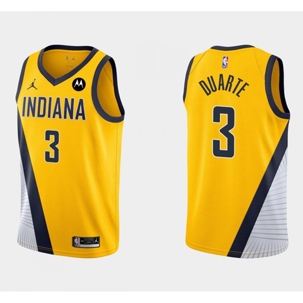Men's Indiana Pacers #3 Chris Duarte Yellow Swingman Stitched Jersey Men's Indiana Pacers #3 Chris Duarte Yellow Swingman Stitched Jersey