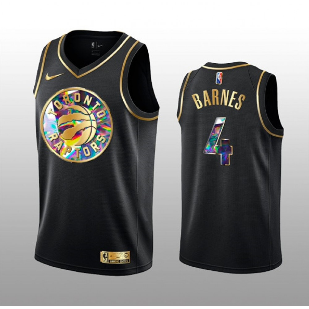 Youth Toronto Raptors #4 Scottie Barnes 2021/22 Black Golden Edition 75th Anniversary Diamond Logo Stitched Basketball Jersey