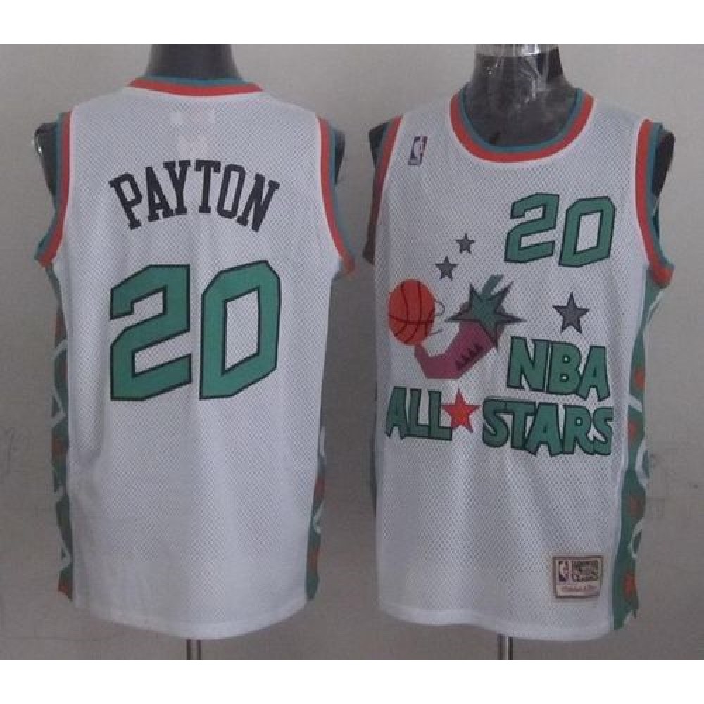 Mitchell And Ness Thunder #20 Gary Payton White 1996 All star Stitched NBA Jersey