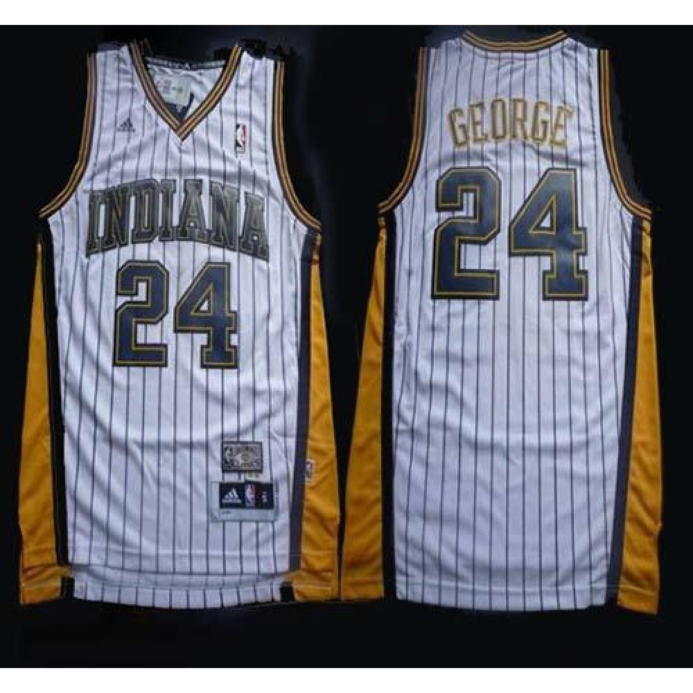 Pacers #24 Paul George White Throwback Stitched NBA Jersey Pacers #24 Paul George White Throwback Stitched NBA Jersey