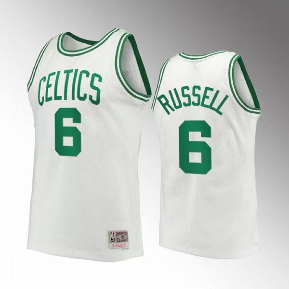 Men's Boston Celtics #6 Bill Russell White Throwback Stitched Jersey Men's Boston Celtics #6 Bill Russell White Throwback Stitched Jersey
