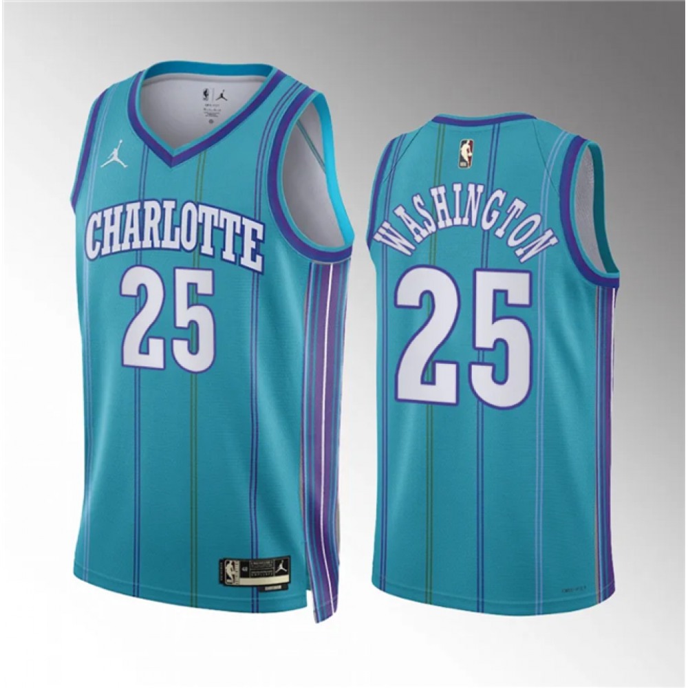 Men's Charlotte Hornets #25 P.J. Washington Teal 2023/24 Classic Edition Stitched Basketball Jersey Men's Charlotte Hornets #25 P.J. Washington Teal 2023/24 Classic Edition Stitched Basketball Jersey