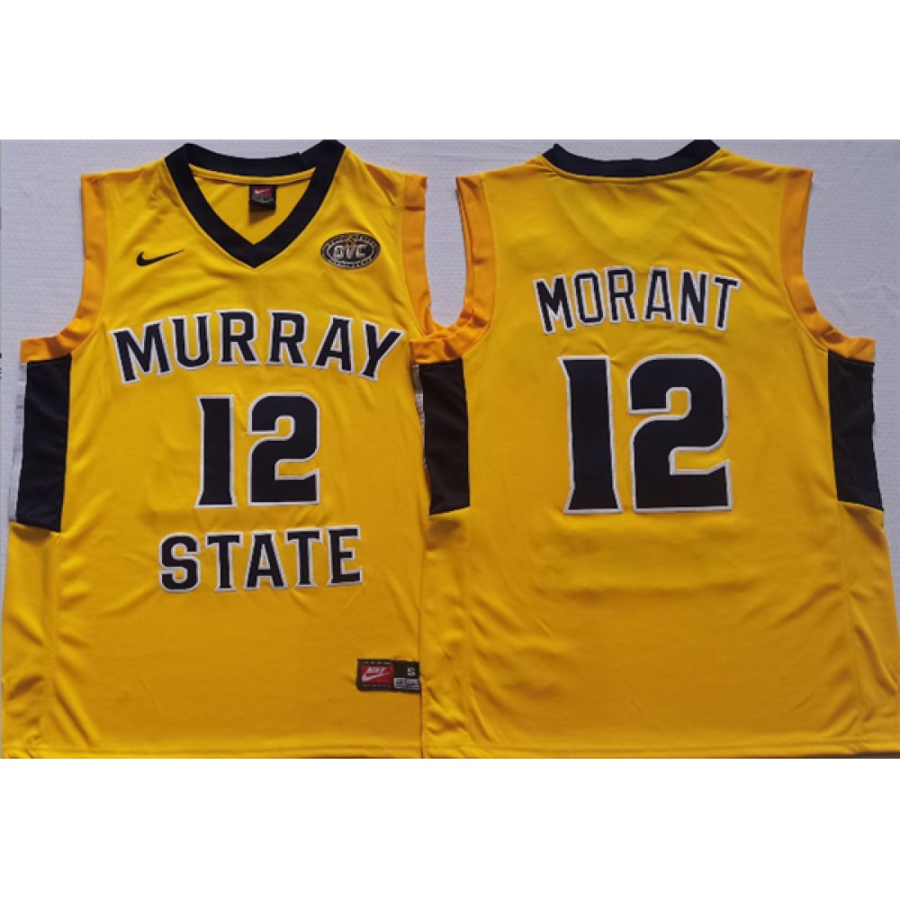 Men's Murray State Racers #12 Ja Morant Yellow Stitched Jersey