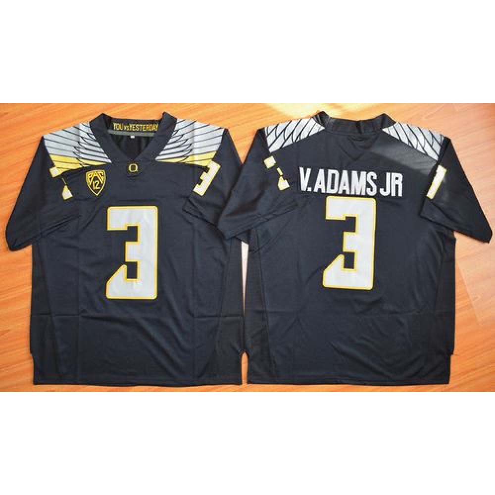 Ducks #3 Vernon Adams Jr. Olive Black(White No.) Stitched NCAA Jersey