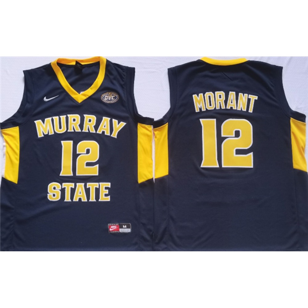 Men's Murray State Racers #12 Ja Morant Navy Stitched Jersey