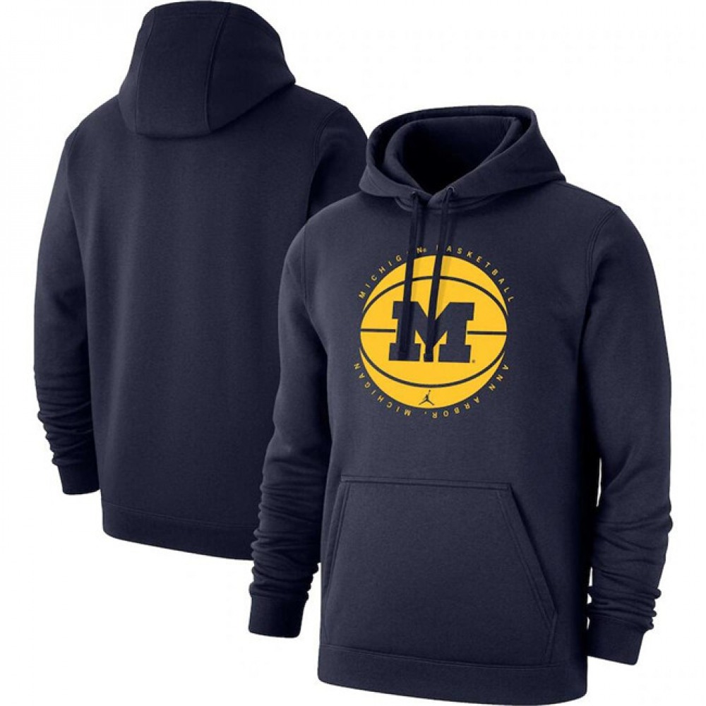 Men's Michigan Wolverines Navy Basketball Pullover Hoodie Men's Michigan Wolverines Navy Basketball Pullover Hoodie
