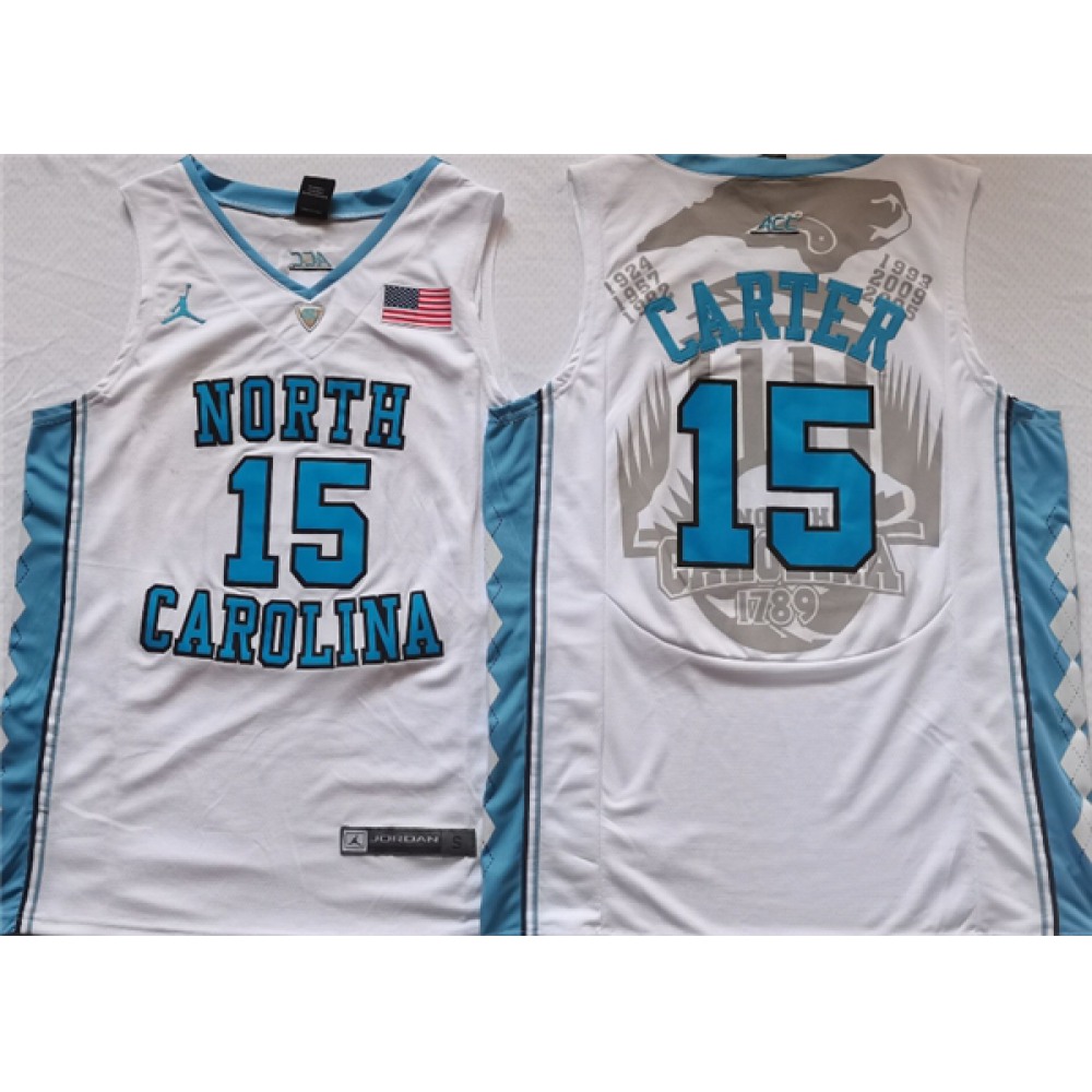 Men's North Carolina Tar Heels #15 Vince Carter White Stitched Jersey Men's North Carolina Tar Heels #15 Vince Carter White Stitched Jersey