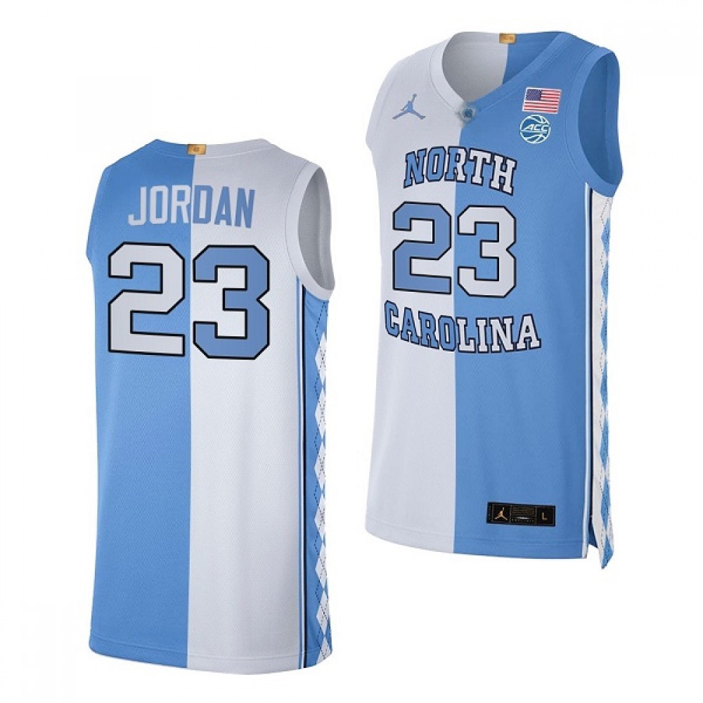 Men's North Carolina Tar Heels #23 Michael Jordan Blue White Split Stitched Jersey Men's North Carolina Tar Heels #23 Michael Jordan Blue White Split Stitched Jersey