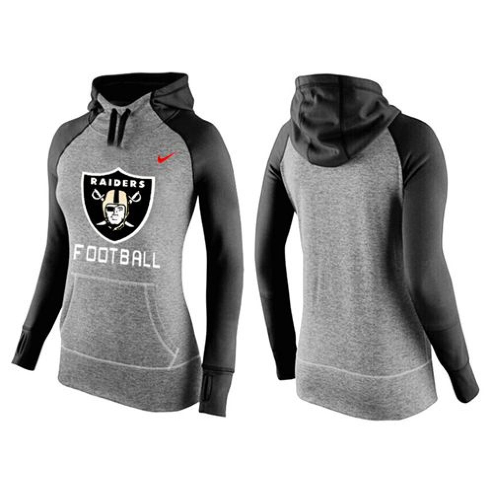 Women's Nike Oakland Raiders Performance Hoodie Grey & Black_1 Women's Nike Oakland Raiders Performance Hoodie Grey & Black_1