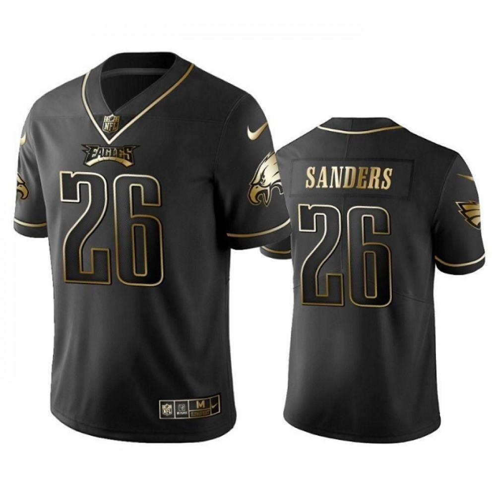 Men's Philadelphia Eagles #26 Miles Sanders Black Golden Edition Stitched Football Jersey Men's Philadelphia Eagles #26 Miles Sanders Black Golden Edition Stitched Football Jersey