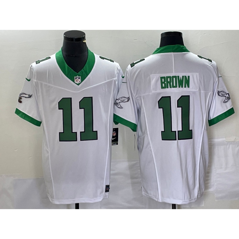 Men's Philadelphia Eagles #11 A. J. Brown White 2023 F.U.S.E. Vapor Untouchable Stitched Football Jersey Men's Philadelphia Eagles #11 A. J. Brown White 2023 F.U.S.E. Vapor Untouchable Stitched Football Jersey