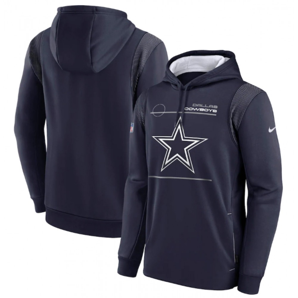 Men's Dallas Cowboys 2021 Navy Sideline Logo Performance Pullover Hoodie Men's Dallas Cowboys 2021 Navy Sideline Logo Performance Pullover Hoodie