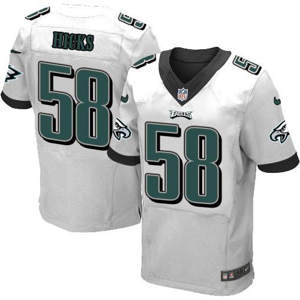 Nike Eagles #58 Jordan Hicks White Men's Stitched NFL New Elite Jersey Nike Eagles #58 Jordan Hicks White Men's Stitched NFL New Elite Jersey