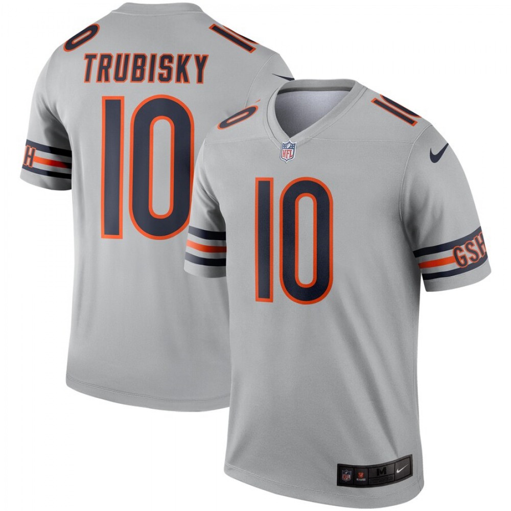 Men's Chicago Bears #10 Mitchell Trubisky Silver Inverted Legend Stitched NFL Jersey Men's Chicago Bears #10 Mitchell Trubisky Silver Inverted Legend Stitched NFL Jersey