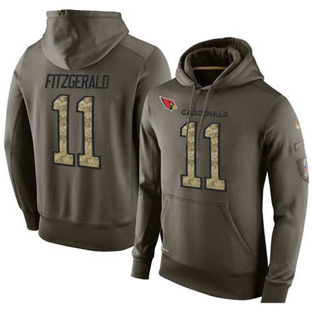 NFL Men's Nike Arizona Cardinals #11 Larry Fitzgerald Stitched Green Olive Salute To Service KO Performance Hoodie NFL Men's Nike Arizona Cardinals #11 Larry Fitzgerald Stitched Green Olive Salute To Service KO Performance Hoodie